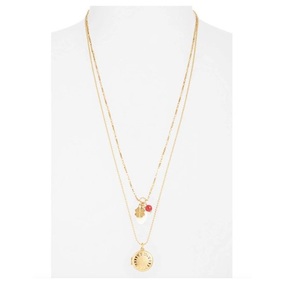 Madewell Engraved Locket Set of 2 Necklace - Picture 2 of 3